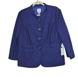 Halogen NWT Blazer Jacket Blue Button Up Closure‎ Cotton Workwear Office size XL